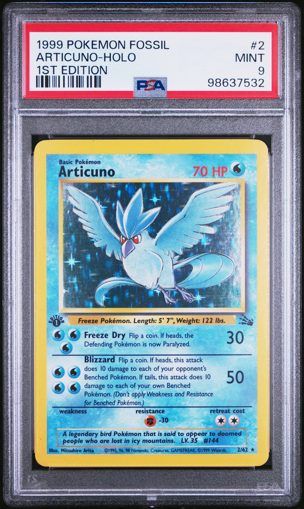 1999 Articuno Holo 1st Edition #2 - PSA 9