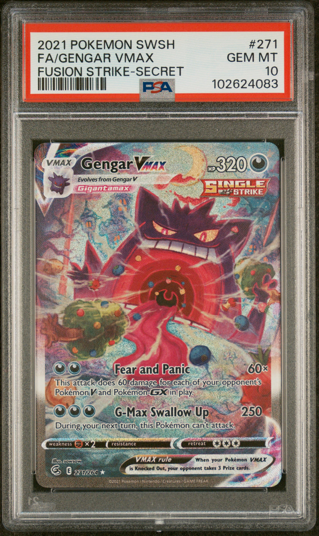 2021 Gengar VMAX - Fusion Strike #271 - PSA 10